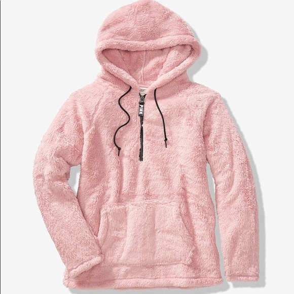 PINK Victoria's Secret Tops - Victoria’s Secret PINK Teddy Half Zip Pullover